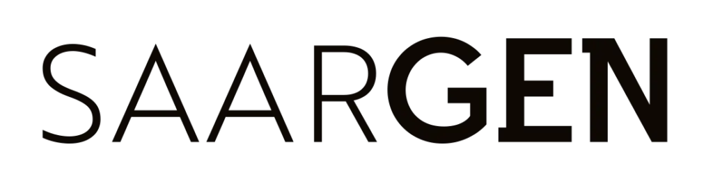 SaarGen est la marque du projet outcross pour la sauvegarde du chien-loup de Saarloos. La police d'écriture est noire.