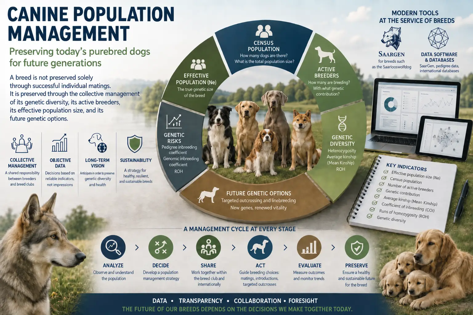 Illustration of the stages of responsible dog population management.